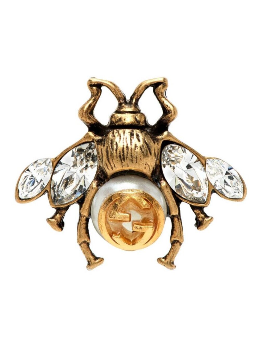 Gucci Gold-Tone Bee Crystal Logo Stud Earrings